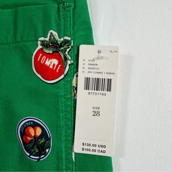 Anthropologie Maeve Colette Fruit Print Cropped Wide Leg Pants Green Size 28 NWT - Picture 3 of 15